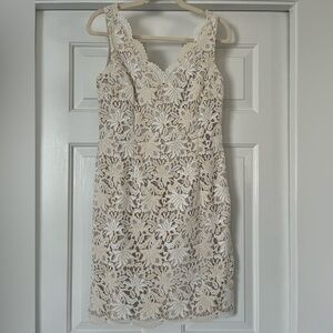 Ann Taylor Vintage Floral Lace Dress, size 2, Sand Castle